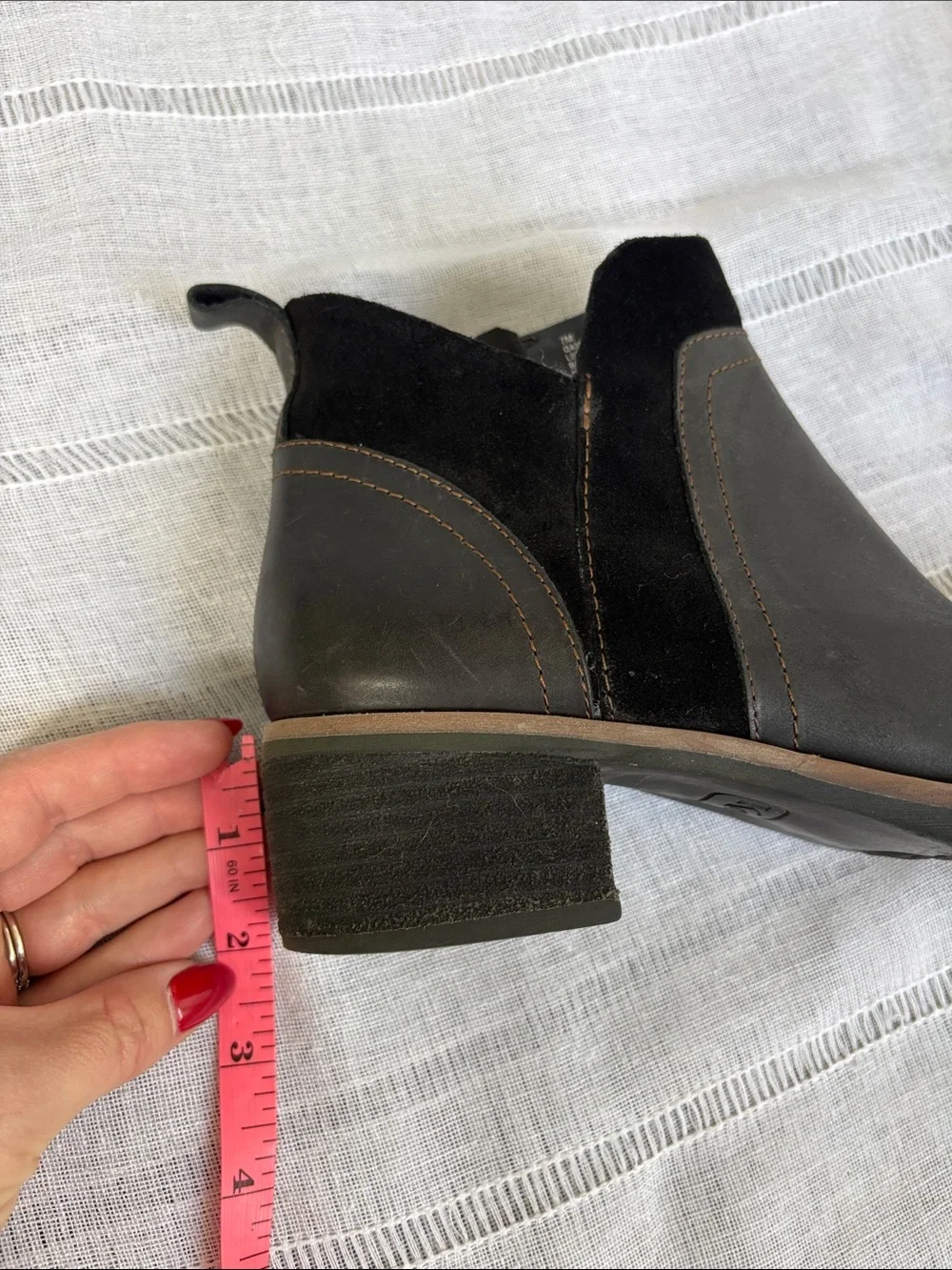 Korks Black Leather and Suede Ankle Booties